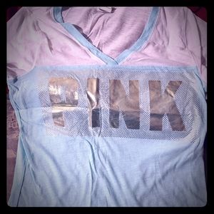 Pink V-neck t-shirt
